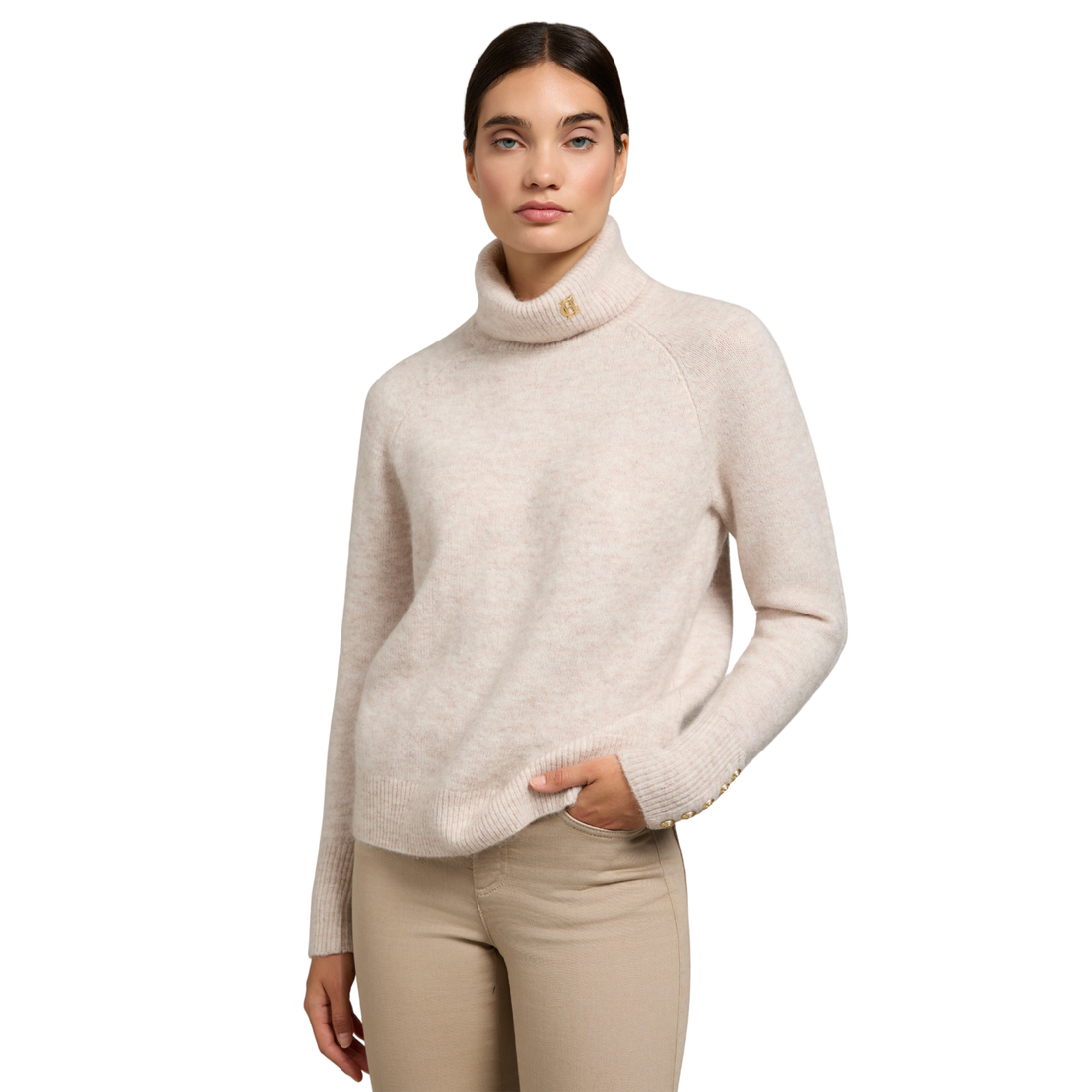 Tori  Roll Neck Knit Barley