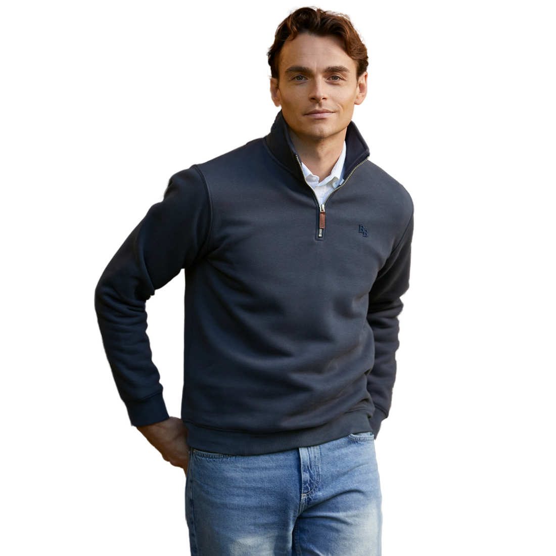 Tuckenhay Unisex Quarter Zip Washed Navy