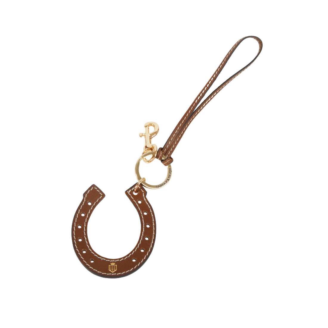 Horse Shoe Bag Charm Tan Leather