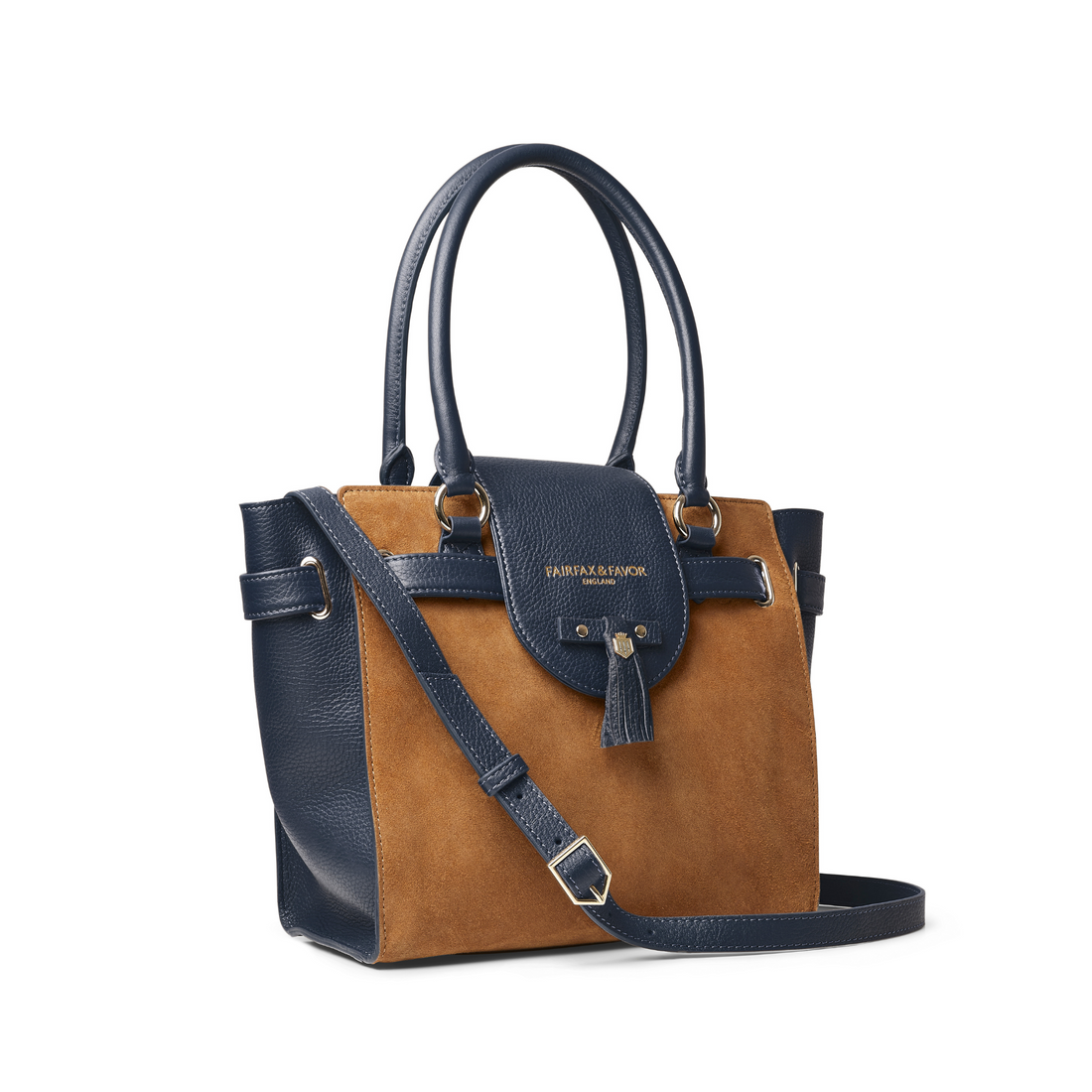 The Windsor Tote Tan/Navy Suede