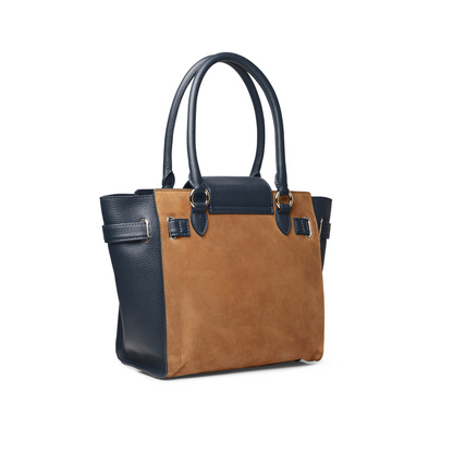 The Windsor Tote Tan/Navy Suede