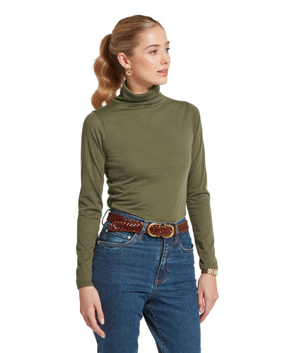 Malton Merino Top Dark Khaki Green