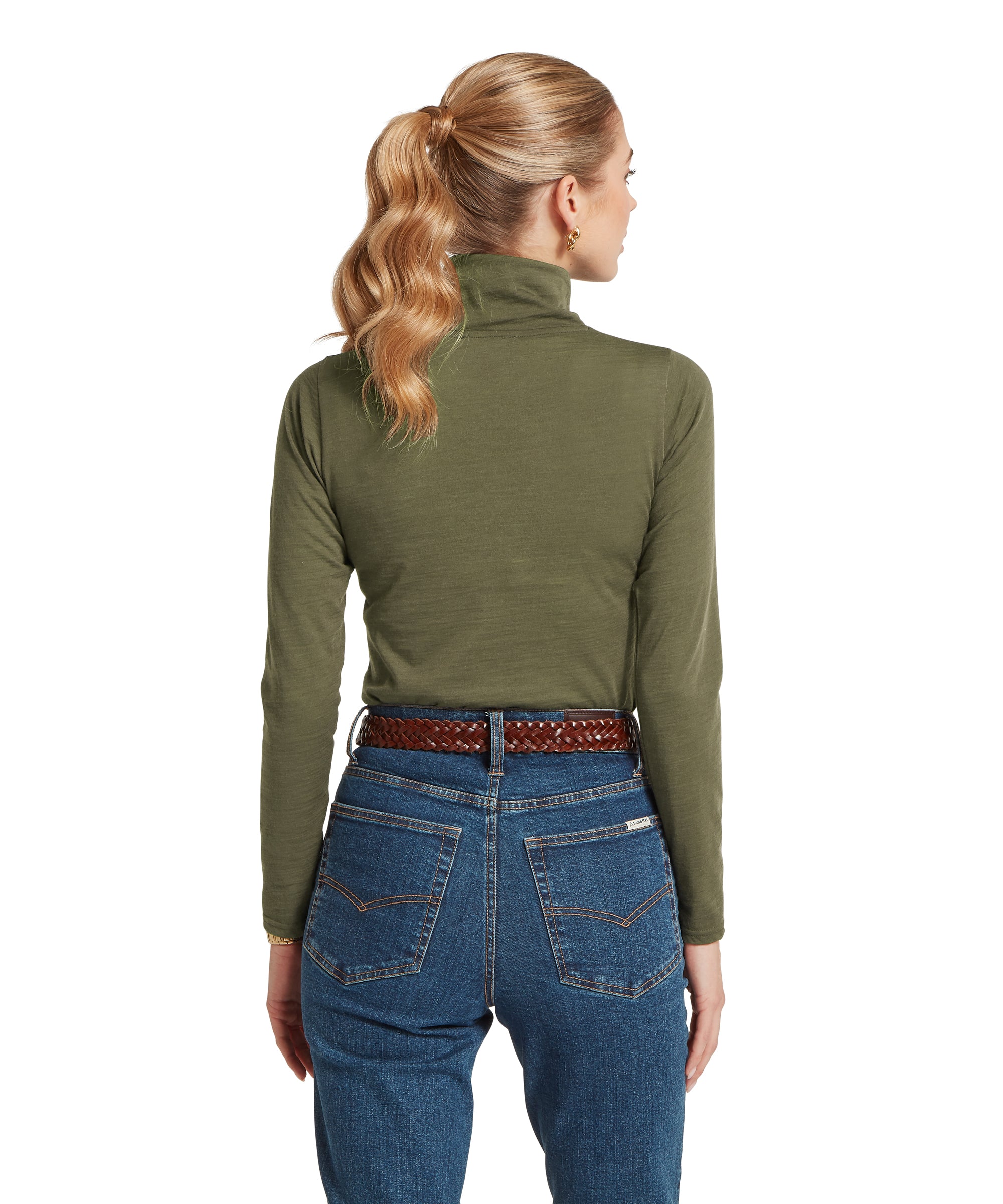 Malton Merino Top Dark Khaki Green